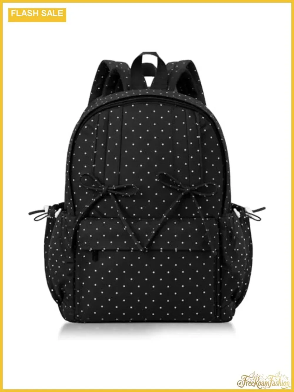 Polka Dot Backpack for Women Nylon Fashion Daypack with Bow